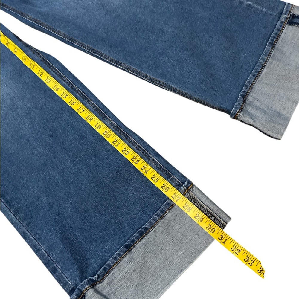 New Max Women’s Wide Leg Baggy Jeans Size 10 High Rise Cuffed Hem Blue Jeans 90s - Picture 9 of 15